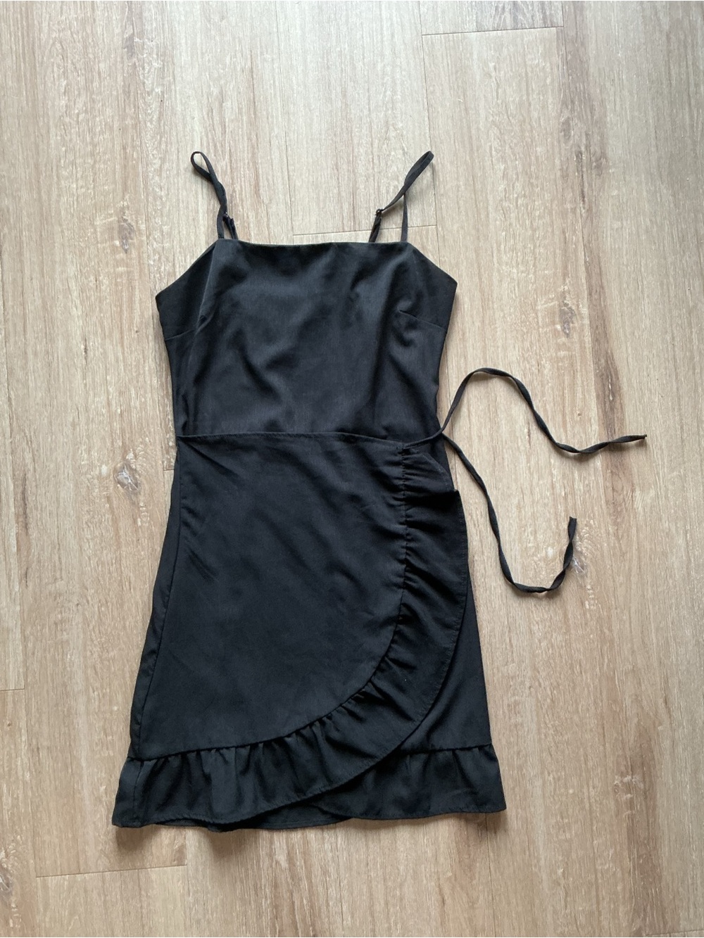 Cotton On Black Spaghetti Strap Wrap Mini Dress